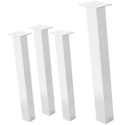 4er Set Tischbeine schräg 72 cm Weiß glänzend aus Stahl eckig Profil 8x8 cm I-Form 96° Neigung ML-Design-ECD Germany Hot