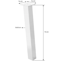 4er Set Tischbeine schräg 72 cm Weiß glänzend aus Stahl eckig Profil 8x8 cm I-Form 96° Neigung ML-Design-ECD Germany Hot