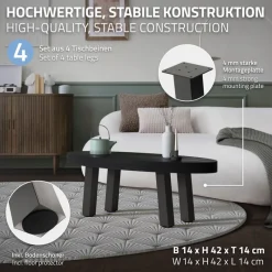 4er Set Tischbeine schräg H42 cm Dunkelgrau Optik Industrial Stahl Profil 8x8 cm I-Form 96° Neigung ML-Design-ECD Germany New
