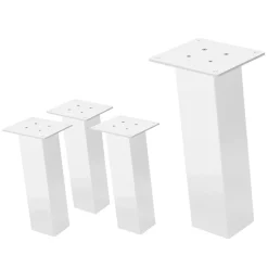 4er Set Tischbeine schräg H30 cm Weiß glänzend aus Stahl eckig Profil 8x8 cm I-Form 96° Neigung ML-Design-ECD Germany