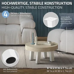 4er Set Tischbeine schräg H30 cm Weiß glänzend aus Stahl eckig Profil 8x8 cm I-Form 96° Neigung ML-Design-ECD Germany