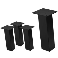 4er Set Tischbeine schräg H30 cm Schwarz glänzend aus Stahl eckig Profil 8x8 cm I-Form Möbelfüße Metall 96° Neigung ML-Design-ECD Germany Clearance