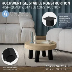 4er Set Tischbeine schräg H30 cm Schwarz glänzend aus Stahl eckig Profil 8x8 cm I-Form Möbelfüße Metall 96° Neigung ML-Design-ECD Germany Clearance