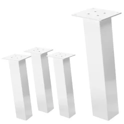 4er Set Tischbeine schräg H:42 cm Weiß glänzend aus Stahl eckig Profil 8x8 cm I-Form 96° Neigung ML-Design-ECD Germany Discount