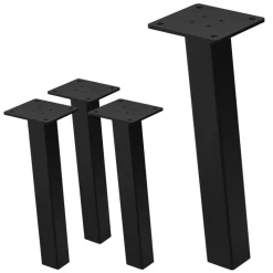4er Set Tischbeine schräg H30 cm Schwarz glänzend aus pulverbeschichtetem Stahl eckig Profil 4x4 cm I-Form ML-Design-ECD Germany Outlet