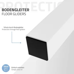 4er Set Tischbeine schräg H42 cm Weiß glänzend aus pulverbeschichtetem Stahl eckig Profil 4x4 cm I-Form 96° Neigung ML-Design-ECD Germany Hot