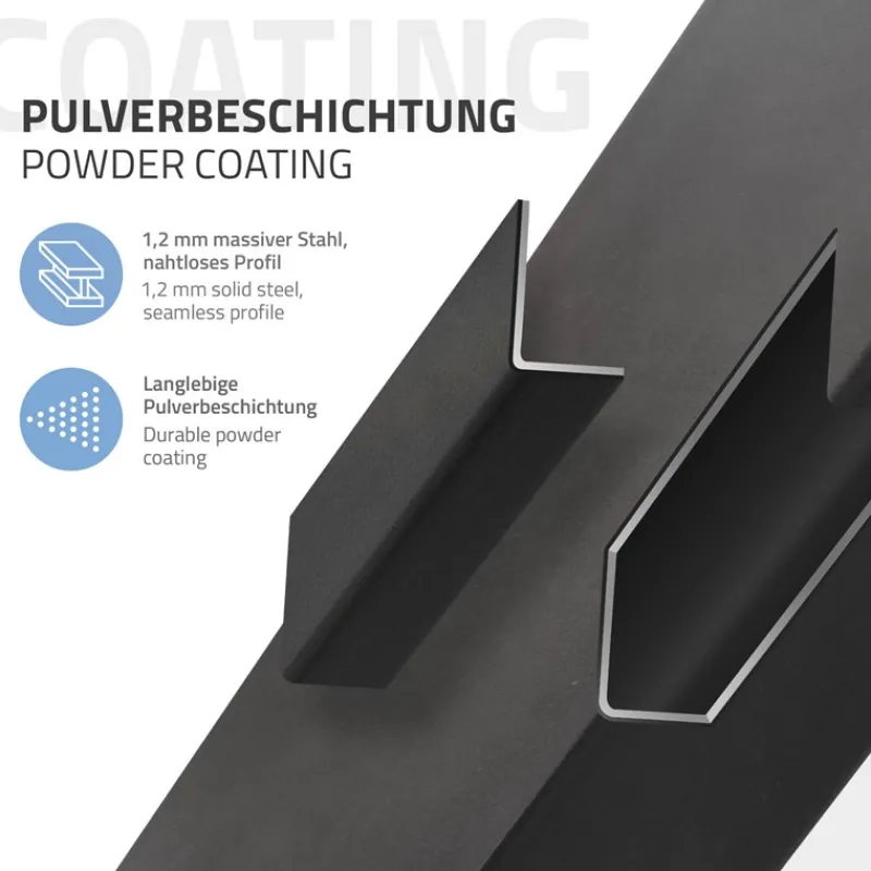 4er Set Tischbeine schräg H72 cm Dunkelgrau Optik Industrial Stahl Profil 8x8 cm I-Form 96° Neigung ML-Design-ECD Germany Online