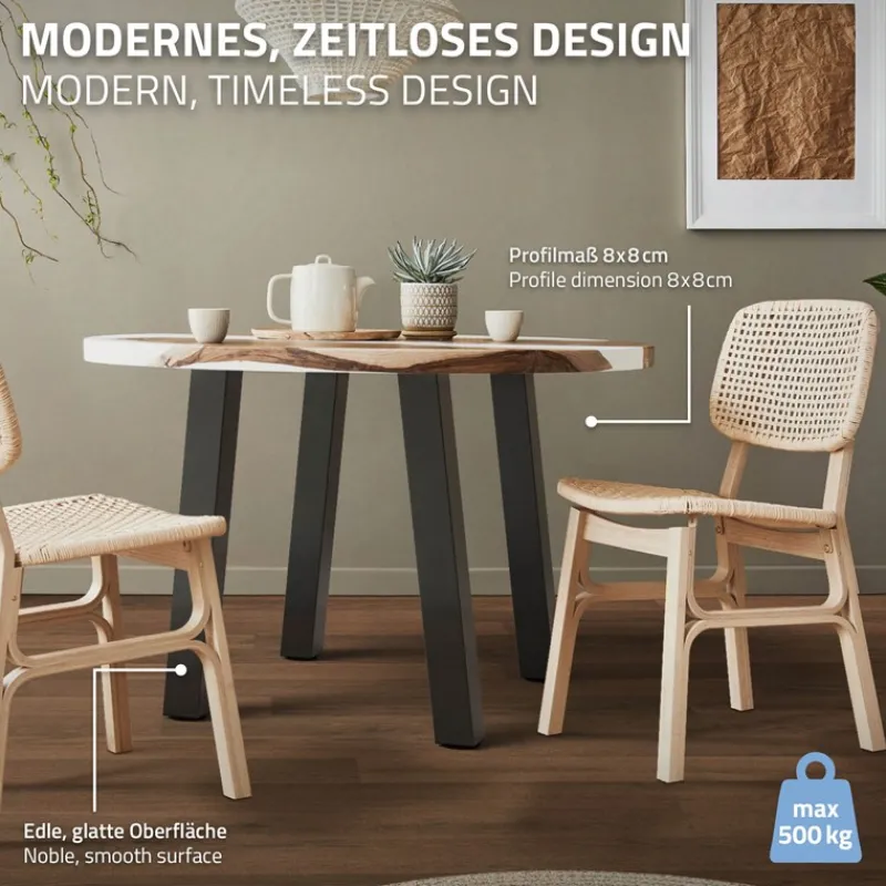 4er Set Tischbeine schräg H72 cm Dunkelgrau Optik Industrial Stahl Profil 8x8 cm I-Form 96° Neigung ML-Design-ECD Germany Online