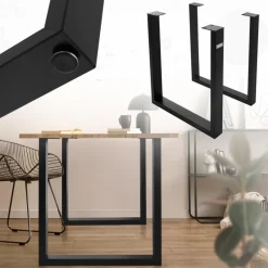 2er Set Tischgestell B70xH74 cm in U-Form Metall Schwarz ML-Design-ECD Germany Sale