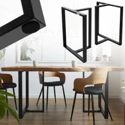 2er Set Tischgestell B60xH72 cm in T-Form Metall Schwarz ML-Design-ECD Germany New