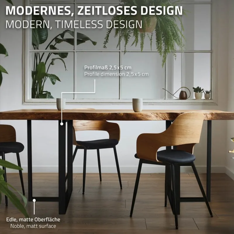 2er Set Tischgestell B60xH72 cm in T-Form Metall Schwarz ML-Design-ECD Germany New