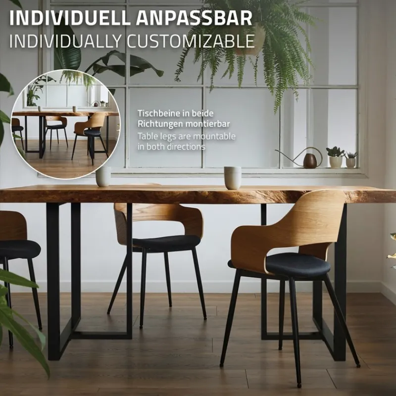 2er Set Tischgestell B60xH72 cm in T-Form Metall Schwarz ML-Design-ECD Germany New