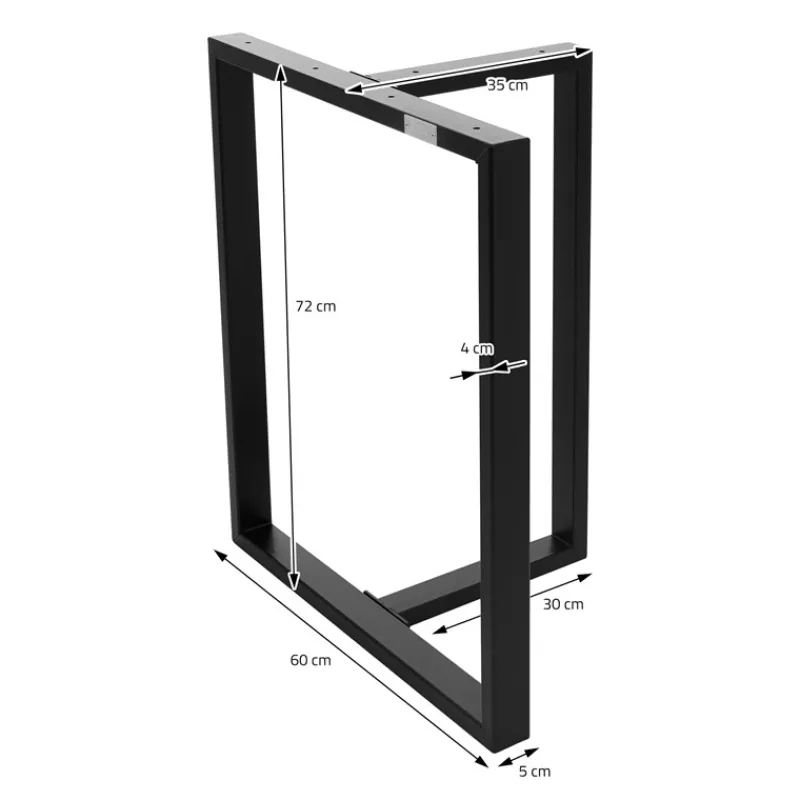 2er Set Tischgestell B60xH72 cm in T-Form Metall Schwarz ML-Design-ECD Germany New
