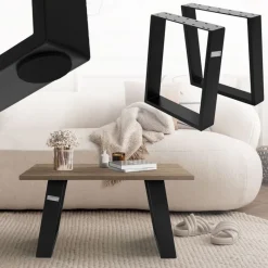 2er Set Tischkufen Bankkufen 80GRAD Neigung 40x43 cm Schwarz matt 8x2 cm Metall ML-Design-ECD Germany Outlet