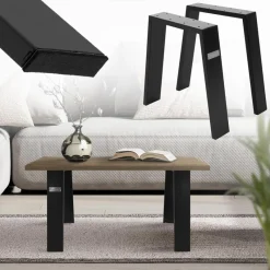 2er Set Tischkufen Bankkufen Loft 44x42 cm Schwarz Profil 8x2 cm Stahl U-Form ML-Design-ECD Germany Clearance