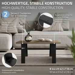 2er Set Tischkufen Bankkufen Loft 44x42 cm Schwarz Profil 8x2 cm Stahl U-Form ML-Design-ECD Germany Clearance