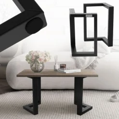 2er Set Tischkufen Bankkufen ARROW B25xH43 cm V-Form Metall Schwarz ML-Design-ECD Germany New