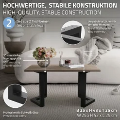 2er Set Tischkufen Bankkufen ARROW B25xH43 cm V-Form Metall Schwarz ML-Design-ECD Germany New