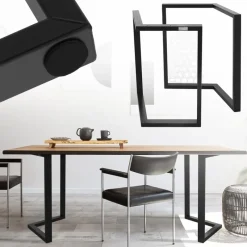 2er Set Tischkufen Bankkufen ARROW B44xH72 cm V-Form Metall Schwarz ML-Design-ECD Germany Hot