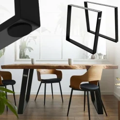 2er Set Tischkufen 80GRAD Neigung 75x72 cm Schwarz Profil 8x2 cm Stahl ML-Design-ECD Germany Hot