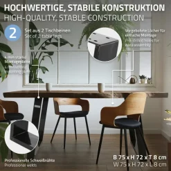 2er Set Tischkufen 80GRAD Neigung 75x72 cm Industrial Profil 8x2 cm Stahl ML-Design-ECD Germany Sale