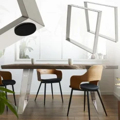 2er Set Tischkufen 80GRAD Neigung 75x72 cm Silber Profil 8x2 cm Stahl ML-Design-ECD Germany Clearance