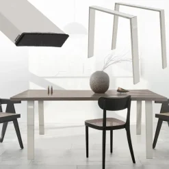 2er Set Tischkufen Loft 90x72 cm Silber Profil 8x2 cm Stahl U-Form ML-Design-ECD Germany Hot