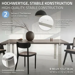 2er Set Tischkufen Loft 90x72 cm Silber Profil 8x2 cm Stahl U-Form ML-Design-ECD Germany Hot