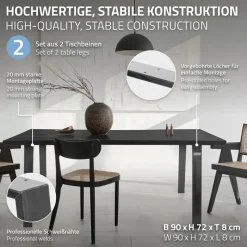 2er Set Tischkufen Loft 90x72 cm Profil 8x2 cm Stahl U-Form ML-Design-ECD Germany