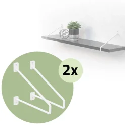 2er Set Wandkonsole Regalhalterung 2x 220 x 180 mm Weiß aus Stahl ML-Design-ECD Germany