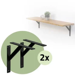 2er Set Wandkonsole Regalhalterung 2x 240 x 240 mm Schwarz aus Aluminium ML-Design-ECD Germany Best