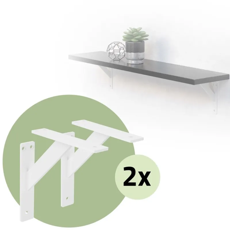 2er Set Wandkonsole Regalhalterung 2x 180 x 180 mm Weiß aus Aluminium ML-Design-ECD Germany Sale