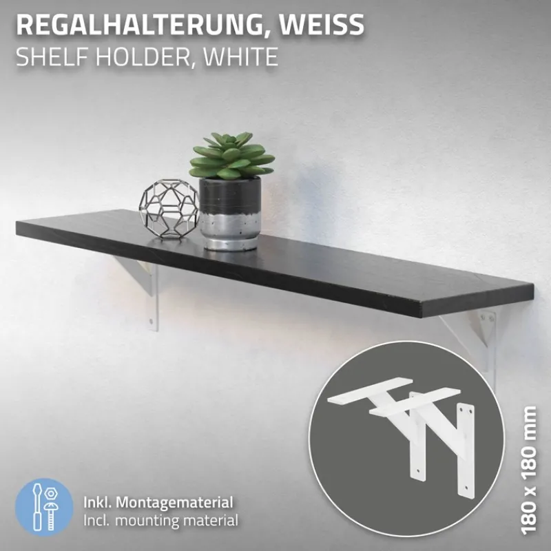 2er Set Wandkonsole Regalhalterung 2x 180 x 180 mm Weiß aus Aluminium ML-Design-ECD Germany Sale