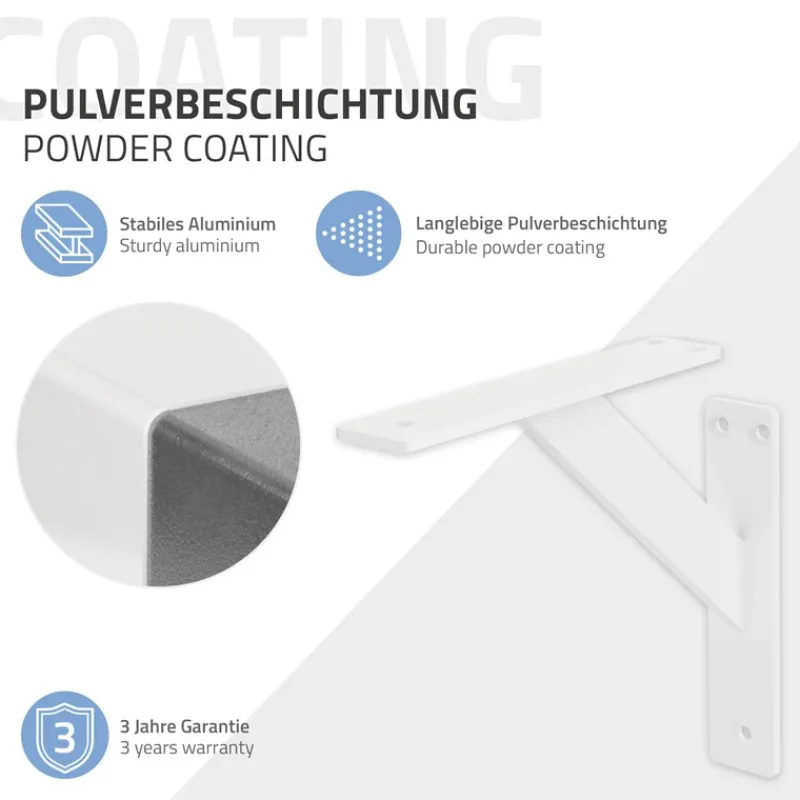 2er Set Wandkonsole Regalhalterung 2x 180 x 180 mm Weiß aus Aluminium ML-Design-ECD Germany Sale