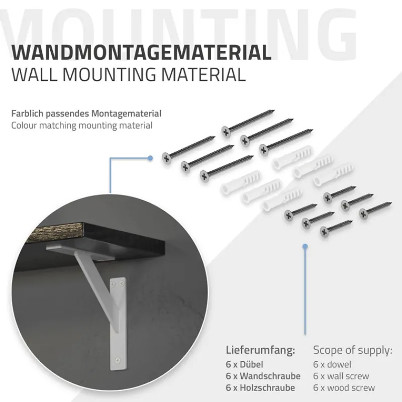 2er Set Wandkonsole Regalhalterung 2x 180 x 180 mm Weiß aus Aluminium ML-Design-ECD Germany Sale