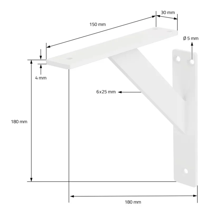 2er Set Wandkonsole Regalhalterung 2x 180 x 180 mm Weiß aus Aluminium ML-Design-ECD Germany Sale
