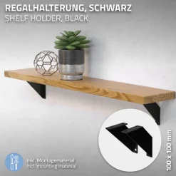 2er Set Wandkonsole Regalhalterung 2x 100 x100 mm Schwarz aus Stahl ML-Design-ECD Germany Clearance