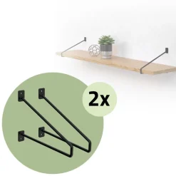 2er Set Wandkonsole Regalhalterung 2x 265 x180 mm Schwarz aus Stahl ML-Design-ECD Germany Best