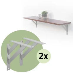 2er Set Wandkonsole Regalhalterung 2x 240 x 240 mm Silber aus Aluminium ML-Design-ECD Germany Sale