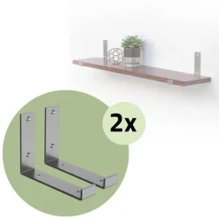 2er Set Wandkonsole Regalhalterung 2x 200 x 140 mm Grau Stahl ML-Design-ECD Germany Sale