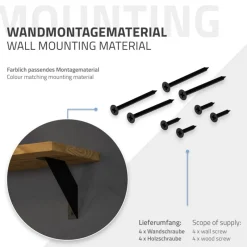 2er Set Wandkonsole Regalhalterung 2x 150 x 150 cm Schwarz aus Stahl ML-Design-ECD Germany Best