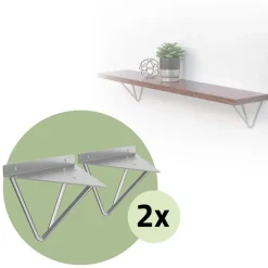 2er Set Wandkonsole Regalhalterung 2x 160 x 155 x 170 mm Grau aus Stahl ML-Design-ECD Germany Sale