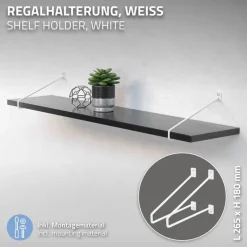 2er Set Wandkonsole Regalhalterung 2x 265 x 180 mm Weiß aus Stahl ML-Design-ECD Germany Discount