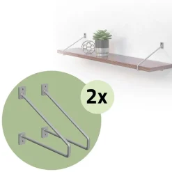 2er Set Wandkonsole Regalhalterung 2x 220 x 180 mm Grau aus Stahl ML-Design-ECD Germany Online