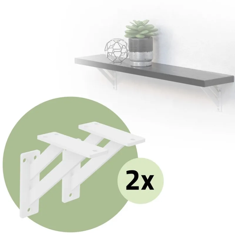2er Set Wandkonsole Regalhalterung 2x 120 x 120 mm Weiß aus Aluminium ML-Design-ECD Germany