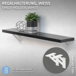 2er Set Wandkonsole Regalhalterung 2x 120 x 120 mm Weiß aus Aluminium ML-Design-ECD Germany