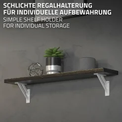 2er Set Wandkonsole Regalhalterung 2x 120 x 120 mm Weiß aus Aluminium ML-Design-ECD Germany