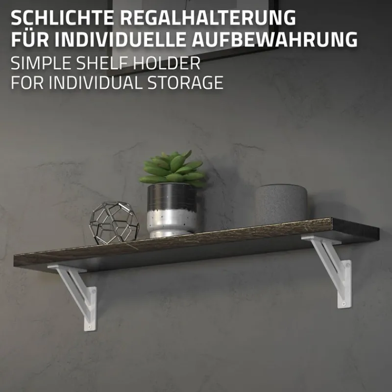 2er Set Wandkonsole Regalhalterung 2x 120 x 120 mm Weiß aus Aluminium ML-Design-ECD Germany