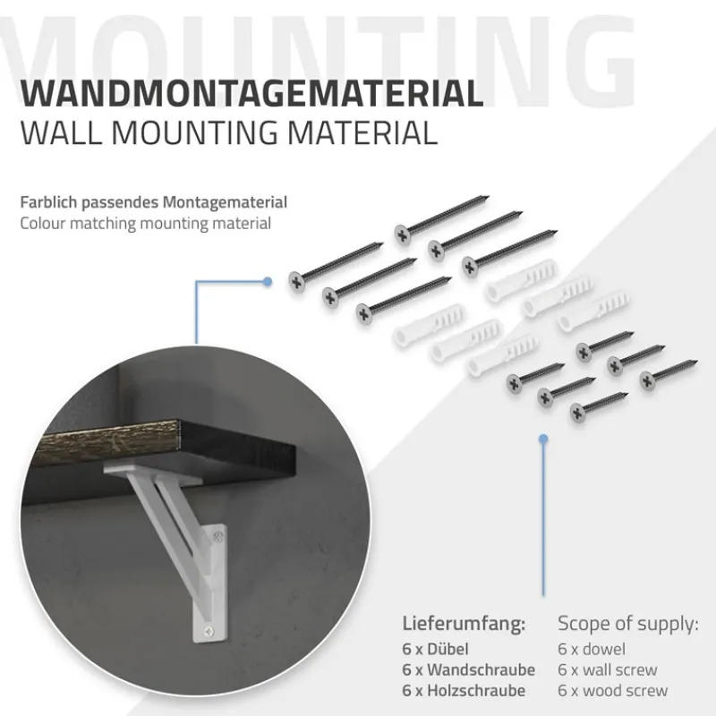 2er Set Wandkonsole Regalhalterung 2x 120 x 120 mm Weiß aus Aluminium ML-Design-ECD Germany