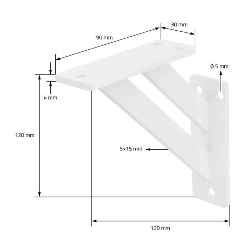 2er Set Wandkonsole Regalhalterung 2x 120 x 120 mm Weiß aus Aluminium ML-Design-ECD Germany